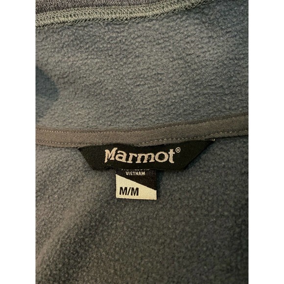 Marmot Men's Medium Orange Gray Fleece Lightweight 1/2 Half Zip Mock Pullover - Picture 4 of 5